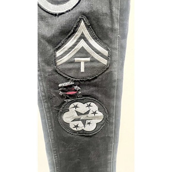 Smith & Graham Hustle Today Boys Youth Army Black Ripple Denim Jeans Size 14 - Picture 3 of 9